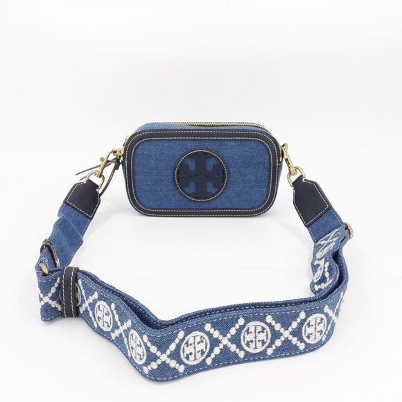 Tory Burch Miller Denim Mini Crossbody Bag Denim Multi OS - Picture 13 of 16